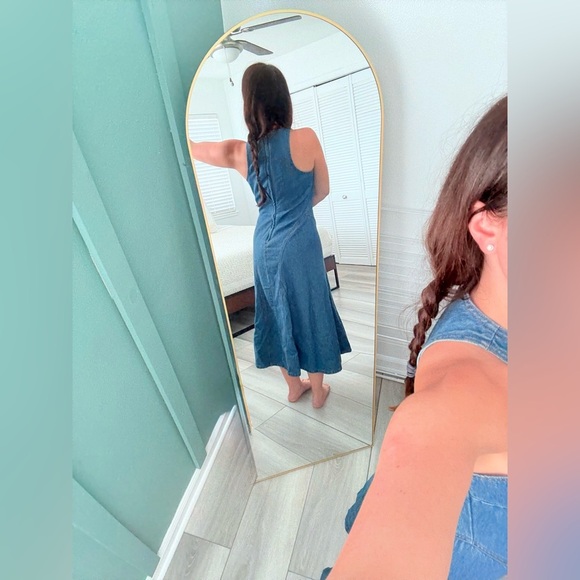 Future Collective Racerback Denim Midi A-Line Dress Medium Wash | 4 - Picture 5 of 16